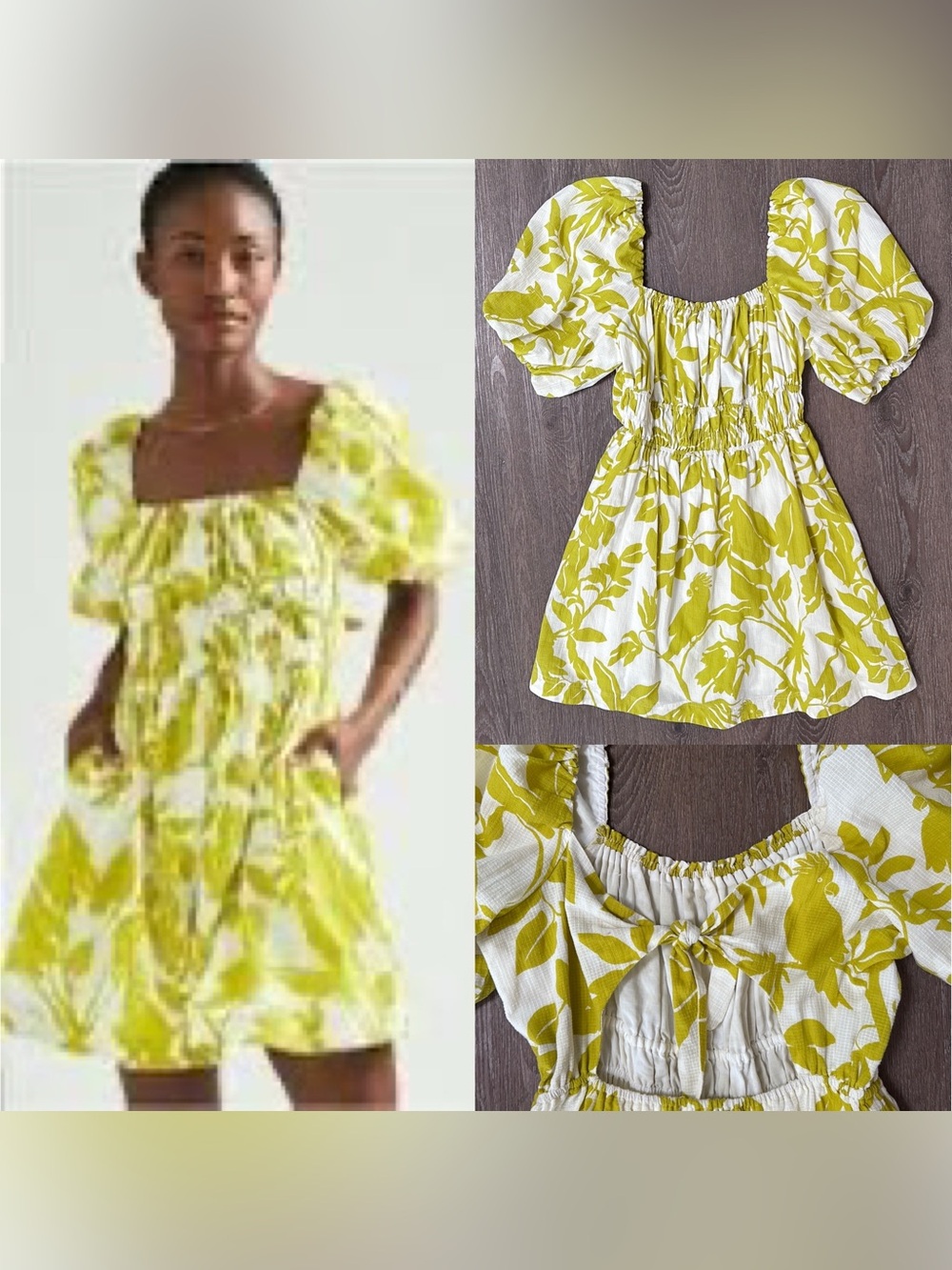 Maeve by Anthropologie Feliciana Mini Dress Green White Size Large EUC
